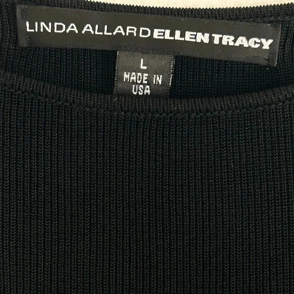 Linda Allard Ellen Tracy Black Fine Rib Sleeveless Top Cropped Womens Size Large - Picture 4 of 6